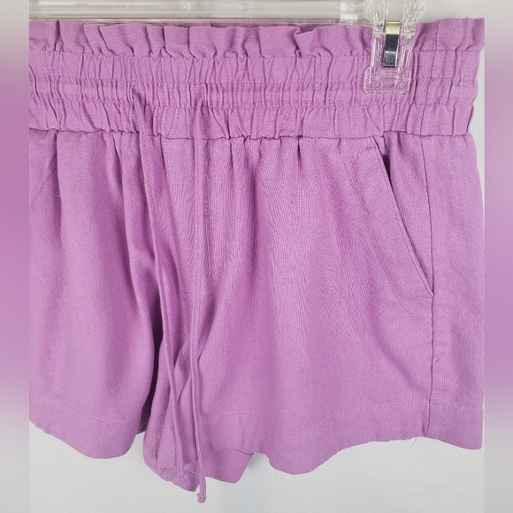 A New Day Linen Blend Purple Linen Shorts With Potato Sack Waist Sz S - Picture 3 of 9